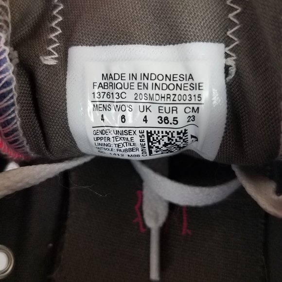 Converse Chuck Taylor All Star Low Top Gray Hot Pink Lace Up Canvas Sneakers - Picture 9 of 12